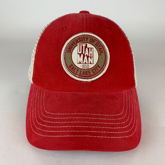 Utah Utes NCAA Red White Top of the World Relaxed Fit Snapback Trucker Hat - Picture 2 of 5